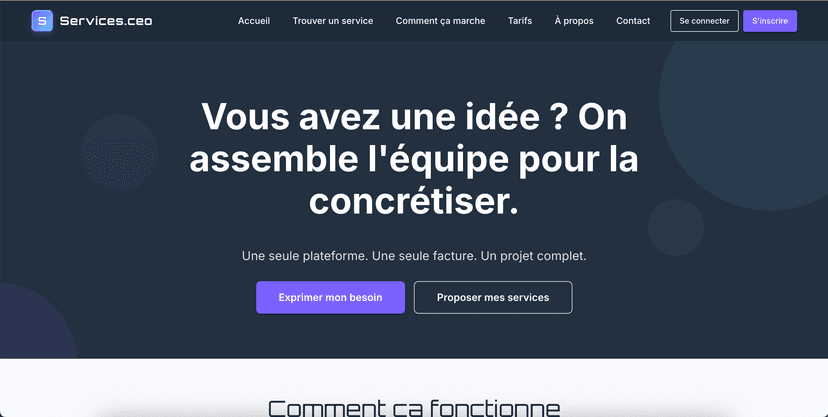 Capture d'écran du projet Services.ceo